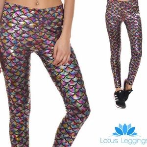 Lotus Athletic Leggings Mermaid Pattern